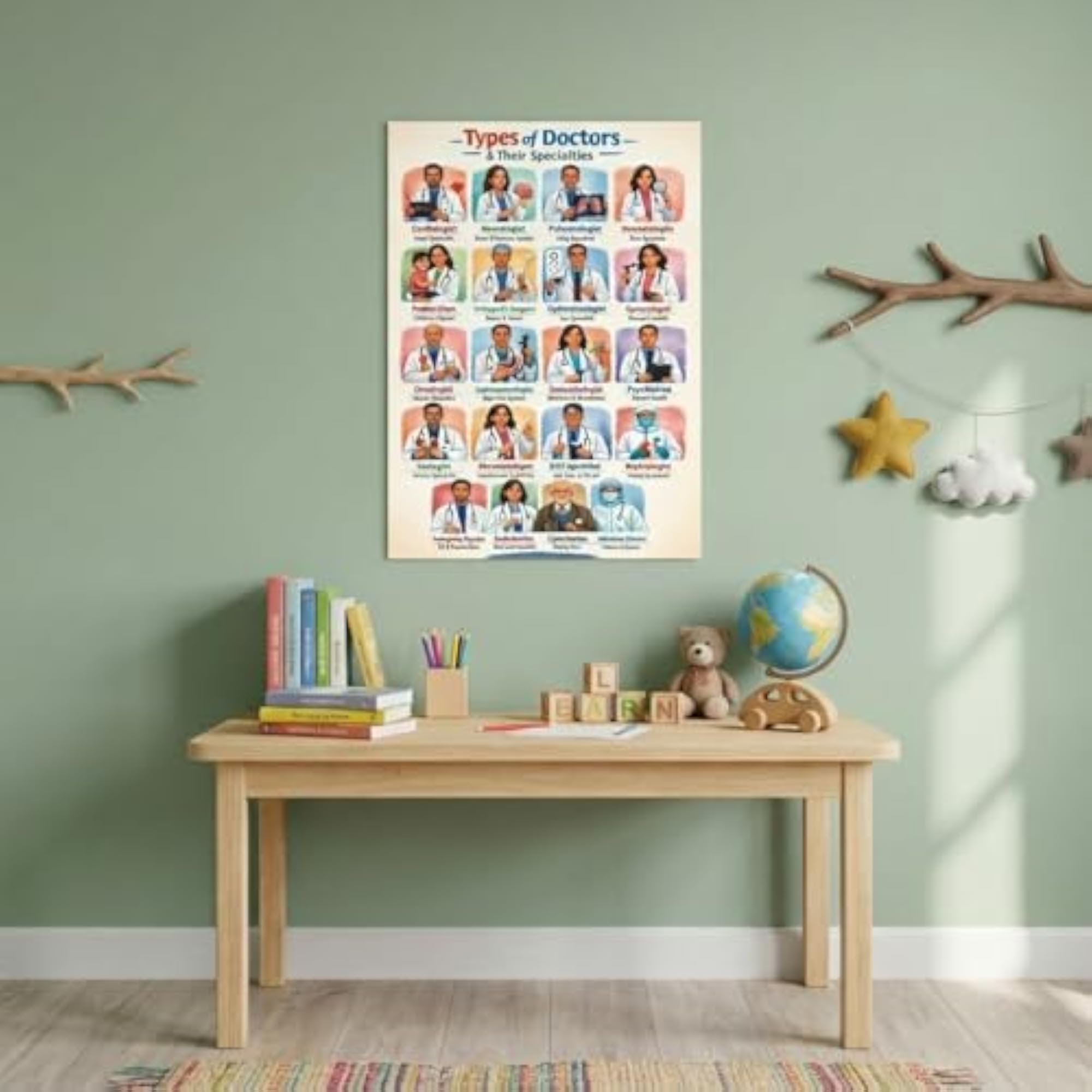 Types of Doctors Educational Poster for Kids