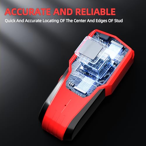 Stud Finder Wall Scanner,6 in 1 Upgraded Smart Stud Locator Tool with Magnetic Sensor and LCD Display and Audio Alarm for The Center and Edge of Wood, AC Wire,Metal,Joists,Pipes. Gifts for Men(red)