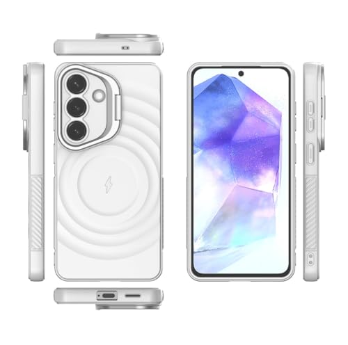 Image of LuxuryKase Shockproof Case for Samsung Galaxy S26 | Ripple Pattern | Camera Protection | Inner Velvet Fabric Lining | Protective Cover with Enhanced Grip & Wireless Charging Support - White