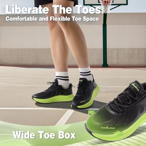 Men's Orthopedic Road Running Shoes: Comfortable Casual Arch Supports Plantar Fasciitis Orthotic Slip On/Off Sport Sneakers, Flat Feet High Arch Tennis Work Walking Shoes for Foot Heel and Pain Relief2