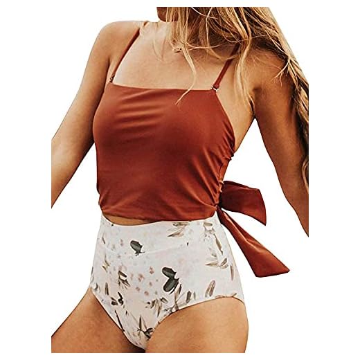 Avanova Women's Halter Ruffle High Waisted Bikini Two Piece Swimsuits Bathing Suits (L, S09 Red)