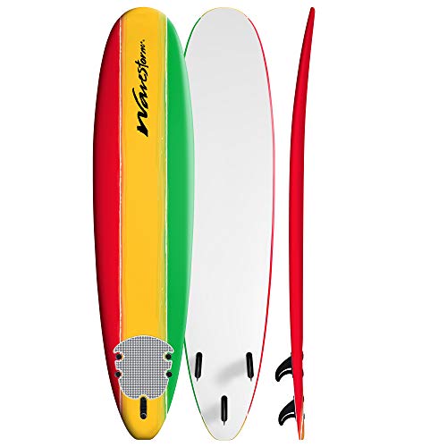 Wavestorm 8ft Classic Surfboard    Foam Wax Free Soft Top Longboard for Adults and Kids of All Levels of Surfing