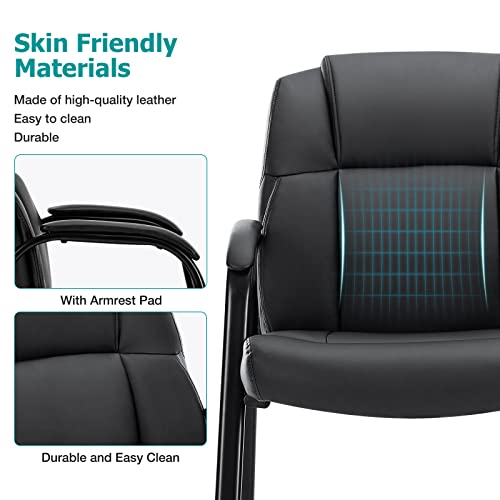 Waiting Room Chairs - Reception Chairs Office Guest Chairs Set Of 2, Conference Room Chairs Lobby Chairs With Padded Arms, Pu Leather Executive Office Desk Chair No Wheels #TOP4