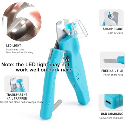 Haustier Nagelknipser mit LED-Licht, hunde krallenschere Krallenschneider, Nagelfeile Krallenpflege für Mittlere & Kleine Hunde und Katzen, Professionelle Nagelschneider Scharfe Klinge Sicheres