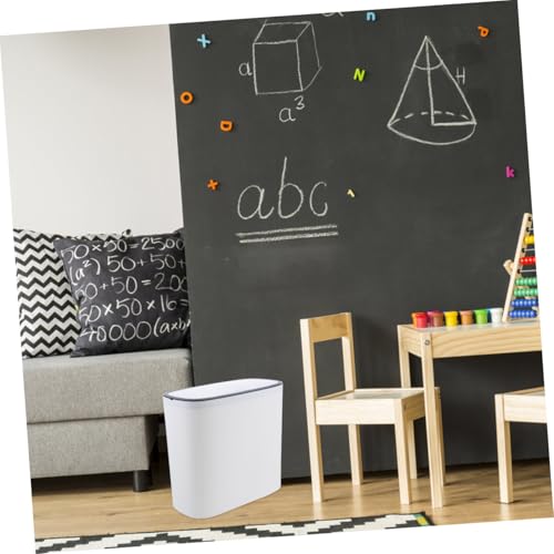 Caneca de basura rectangular blanca con tapa miniatura 6