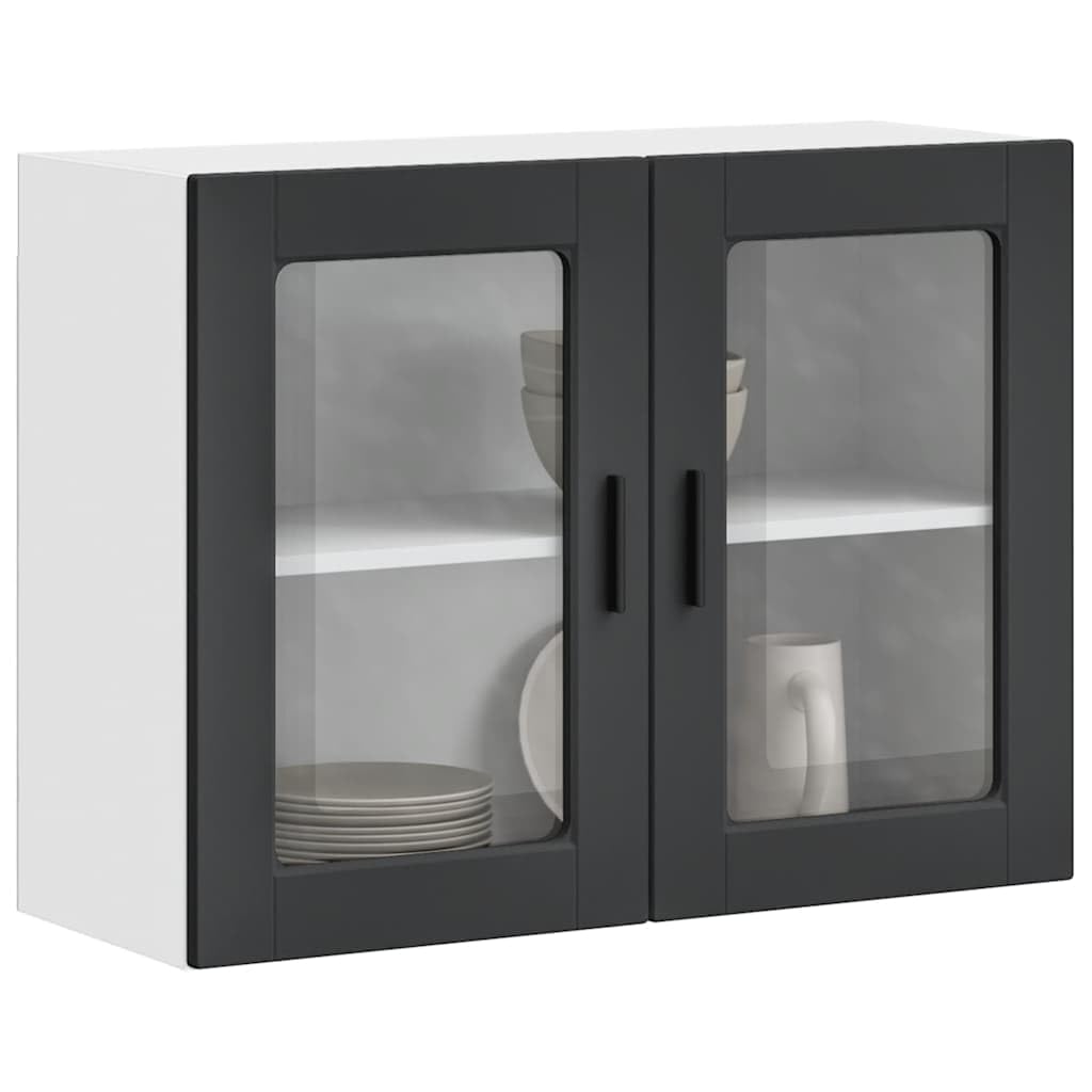 Armoire murale de cuisine porto noir 80x31x60 cm placard mural rangement vaisselle