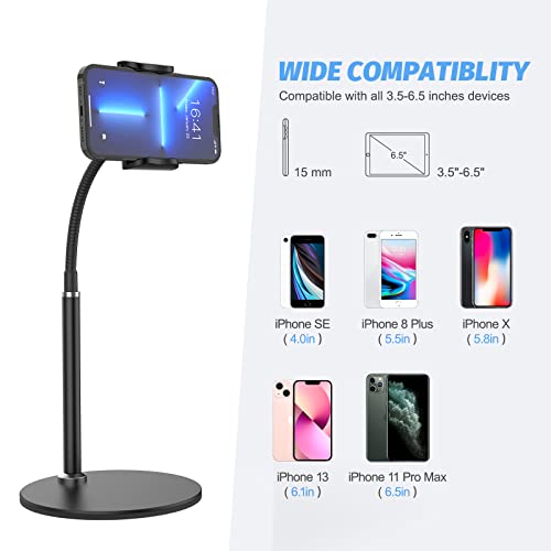 Image of SHAWE Cell Phone Stand Holder, 360Flexible Adjustable Desktop Phone Stand with Stable Base, Lazy Desk Mount for iPhone 14 13 12 11 Pro Xs Max XR X 8 7 6 6s Plus Samsung S22 S21 (3.5-6.5).