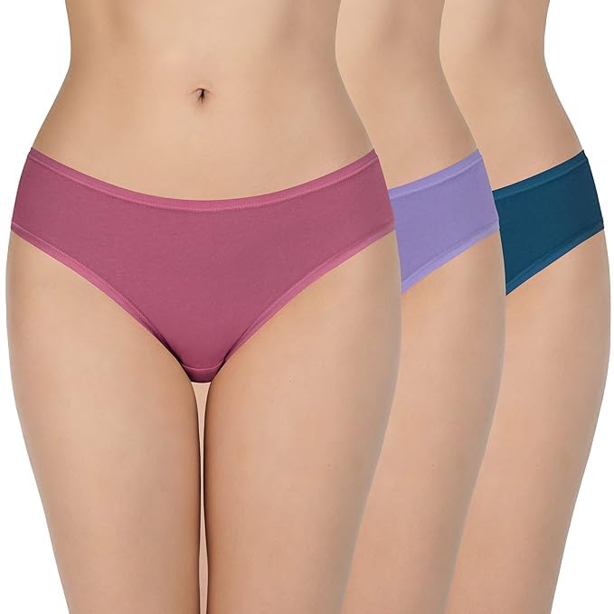 Image of LOURYN KOULYN Solid Low Rise Cotton Bikini Panty Pack(Pack of 3)