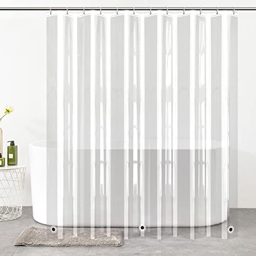 Bamyko Shower Curtain Clear, Thickened 100% EVA Bathroom Curtains,WaterProof Washable Bath Curtain Shower Liner Mould Proof, with 3 Magnets Hem and 12 Hooks & Copper Grommets-Odour Free- (8G)
