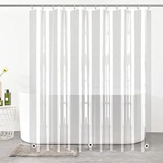 Bamyko Shower Curtain Clear, Thickened 100% EVA Bathroom Curtains,WaterProof Washable Bath Curtain Shower Liner Mould Proof, with 3 Magnets Hem and 12 Hooks & Copper Grommets-Odour Free- (8G)