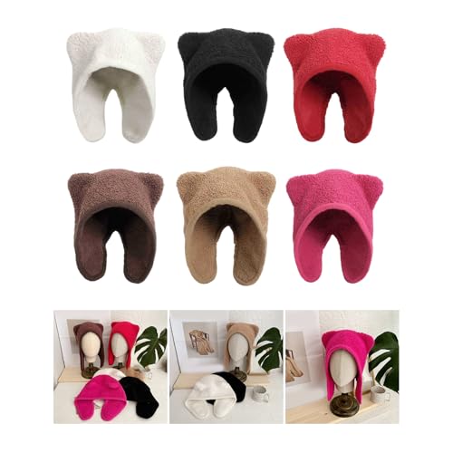 Hat Wear,Furry Cartoon Bear Hat with Ear for Outdoor Sports Furry Hat with Ear Oversized Headgear Hat for Winter2