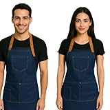 XChef 2 Delantales Vaqueros Unisex – Mandiles Resistentes para Hombre y Mujer, con Bolsillos – Ideales para Camarera, Cocinero o Restaurante – Regalo Personalizado Original y práctico