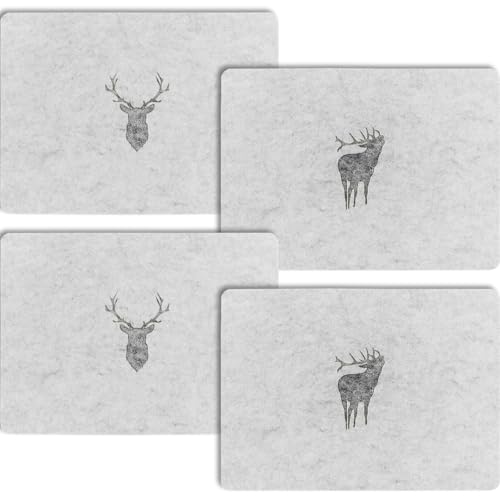 KEELYY 4er Platzsets Elch, Filz-Platzmatten Hirsch Tischset, Platzsets...