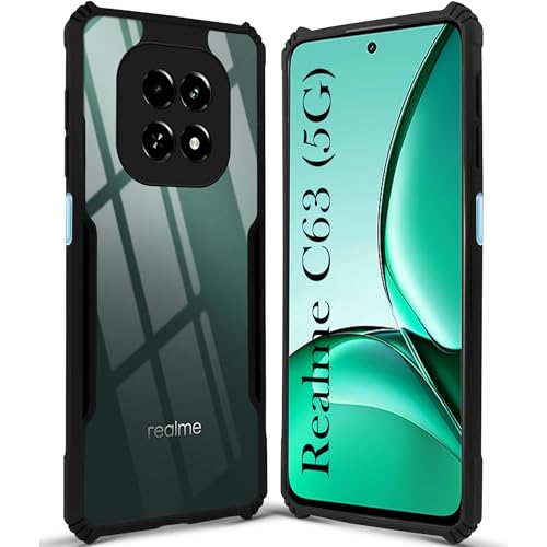 Image of Jkobi Back Cover Case for Realme C63 5G (Shockproof with Polycarbonate Clear Panel | Professional Black)