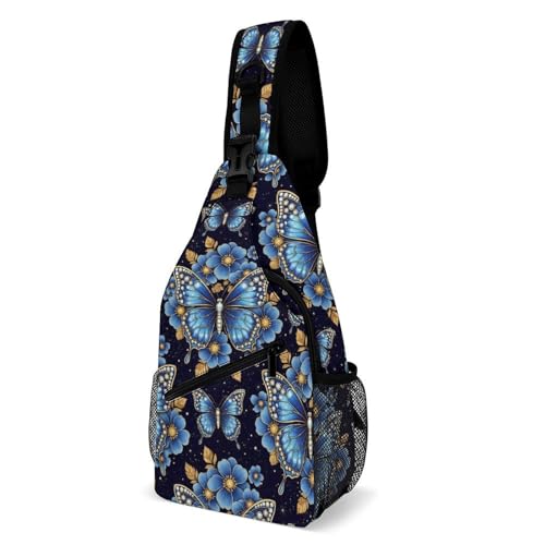 Sacoche Bandoulière Fleurs et Papillons - Sac Crossbody Hommes Femmes