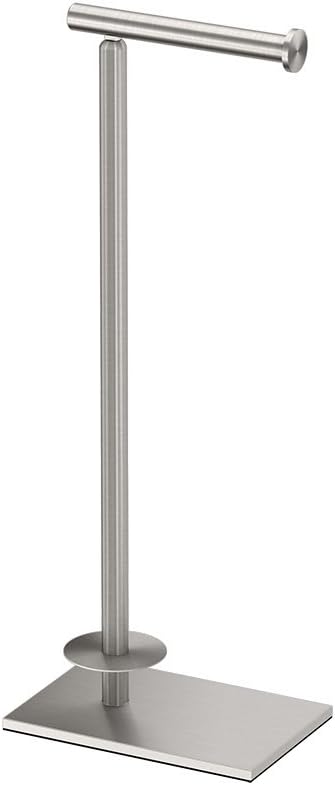 1443SN Modern Square Base Toilet Paper Holder Stand with Storage, Satin Nickel, 21.13"H