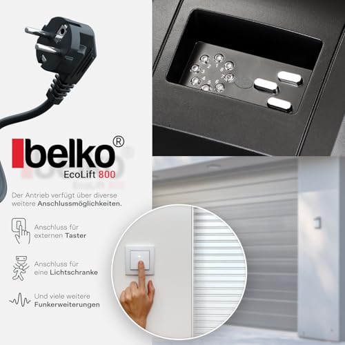 Belko® Garagentorantrieb EcoLift 800 für Schwing- & Roll-Tore bis 12m², inkl. 2 Fernbedienungen...