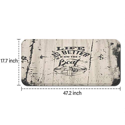 Fishing Quote Boat In Sketch And Lake Graphic Love Anti Fatigue Kitchen Mat Comfort Floor Mats Non-Slip Oil Stain Resistant Easy To Clean Kitchen Rug #TOP2