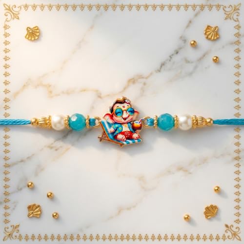 Image of Cartoon Kanha Bal Krishna and Car Rakhi for Baby /Kids Brother /Sister | Combo for Kids | Rakhi with Greeting Card & Roli Chawal