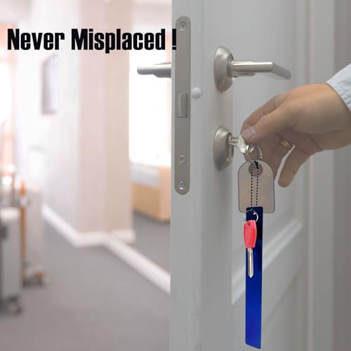 Image of 8 Pcs Commercial Grade Large Keychain Big Heavy Duty Bathroom Key Chain for Business Restroom to Not Lose Keys Giant Metal Long Keychain (8, Blue)