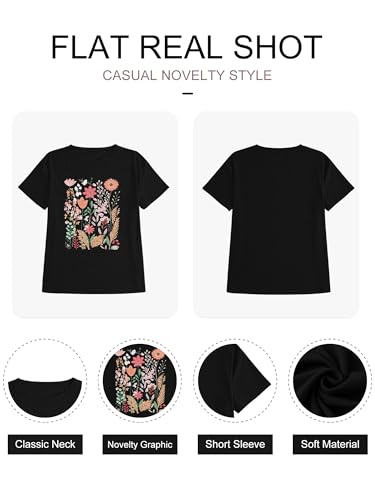 GEMLON Womens Boho Floral Shirt Vintage Wildflowers Graphic Shirts Casual Holiday Tee Cute Short Sleeve T Shirt — view 5