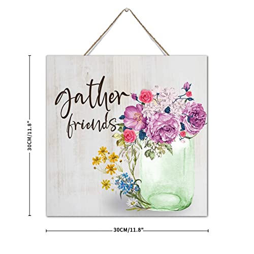 Panneau en bois rustique fleurs déco entrée idée cadeau maison - 4