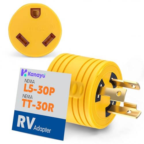 Kanayu 30 Amp Generator Adapter NEMA L5-30P Locking Male to TT-30R Female, Compact RV Power...
