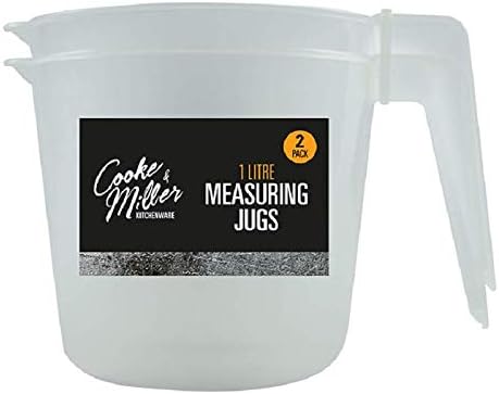 The Home Fusion Company 2 Pack Of Measuring Jugs 1 Litre each Plastic kitchen Essential Gravy,Baking