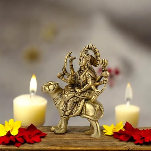 Image of Brass Durga MATA Idol /Murti for Puja Room Height:- 4.9 Inch
