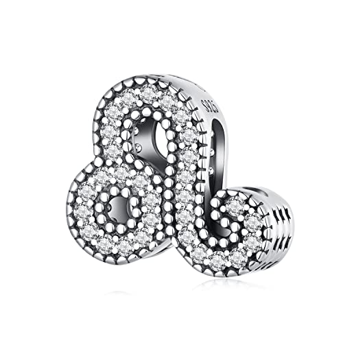 Abalorio de León para pulsera Pandora de plata de ley 925, con 12 constelaciones, Zirconia cúbica, Circonita cúbica