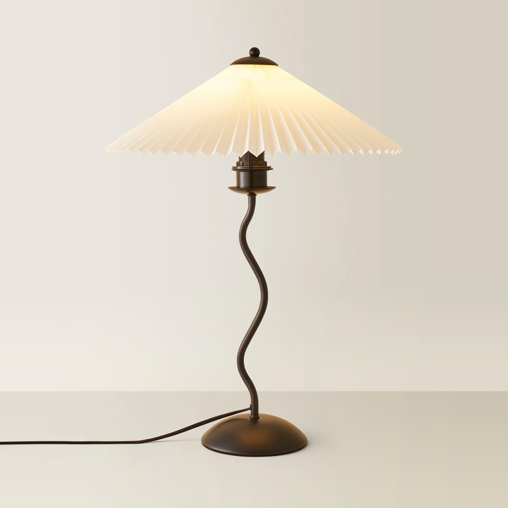 ValueLights | Black Metal Wavy Single Stem Table Lamp with White Origami Shade | Table Lamps, Home Décor & Improvement Essential | Includes 4W LED Bulb [3000K Warm White]