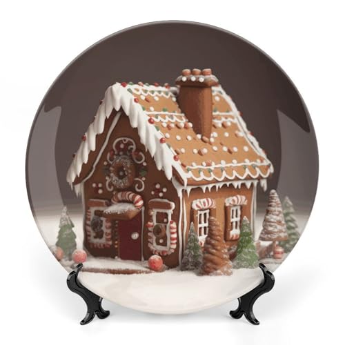 Plato decorativo Gingerbread House porcelana 7 pulg miniatura 1