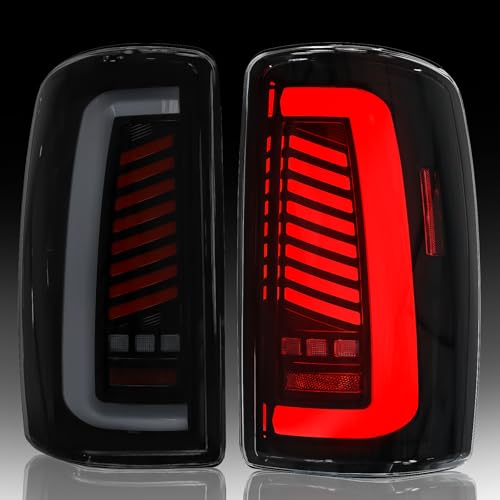 Daikokuya Sequential Full Led tail lights for 2000-2006 Chevy Suburban Tahoe GMC Yukon Starting Animated Rear Light Assembly Dynamic Turn Signal Brake Light Reverse Light Smoked