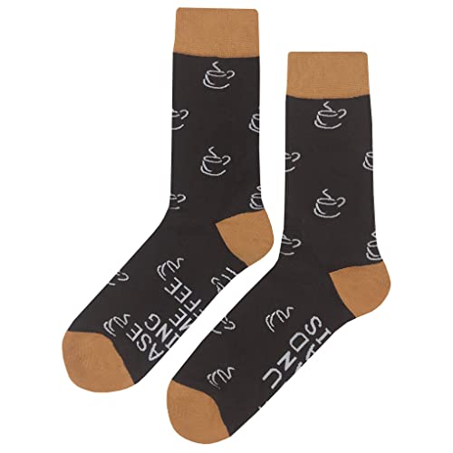 Simple Coffee Dress Socks Funny Novelty Crazy Fun Design Men Size 8-12 Cotton Casual Crew Colorful Funky Fancy Socks Gift for Men