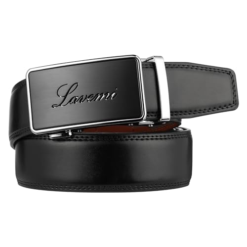 Image of Men's Real Leather Ratchet Dress Casual Belt, Cut to Exact Fit,Elegant Gift Box