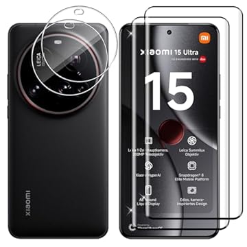 Lutree per Xiaomi 15 Ultra/Xiaomi Mi 15 Ultra Vetro Temperato, 2+2 Pezzi 3D Pellicola Protettiva + Pellicola Fotocamera, Durezza 9H Vetro Protettivo, HD Senza Bolle Anti-Graffio Protezione Schermo