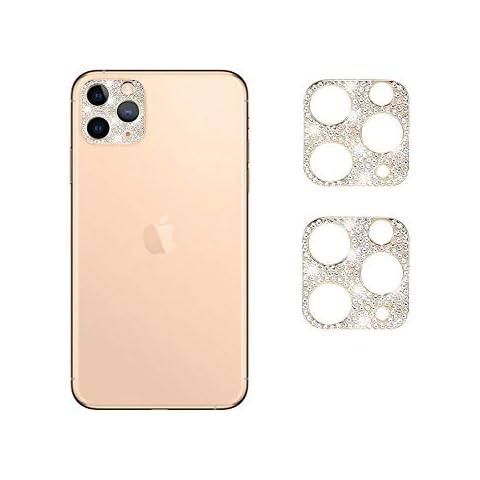 2 Pack Bling Diamond Camera Lens Cover Protector Compatible with iPhone 12 pro max ,GSRYPC Bling Diamond Camera Lens Cover Sticker Protector (iPhone 12 pro max, Gold) Cover
