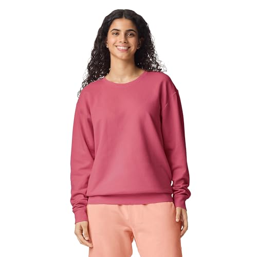 Comfort Colors Adult Lightweight Cotton Crewneck Sweatshirt, Style G1466, Crimson, Medium