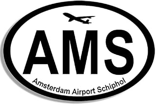 Oval AMS Amsterdam Airport Code Sticker (Jet Fly hub Pilot Netherlands)