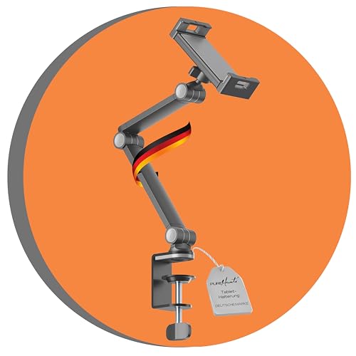 PureMounts® Soporte de Mesa para Tableta, tabletas de 4,7" a 12,9", Giratorio 360°, Capacidad de Carga de hasta 1 kg, Almohadilla de Silicona, Negro