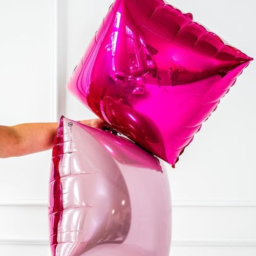 Image of Hot Pink and Rose Double Sided Square Foil Balloons Wall,19 Inches Pink Metallic Foil Balloons Tunnel Arch Kit for Girls Bachelorette,Wedding,Anniversary,Mothers Day Party Background Decorations