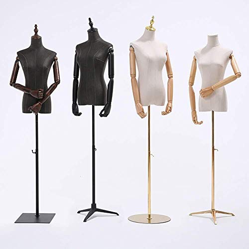 UWYTGF Mannequin Tailors Dummy Dressform Female Tailors Dummy Mannequin Dressmakers Bust with Solid Wood Arm Height Adjustable for Clothing Store Show,B,S