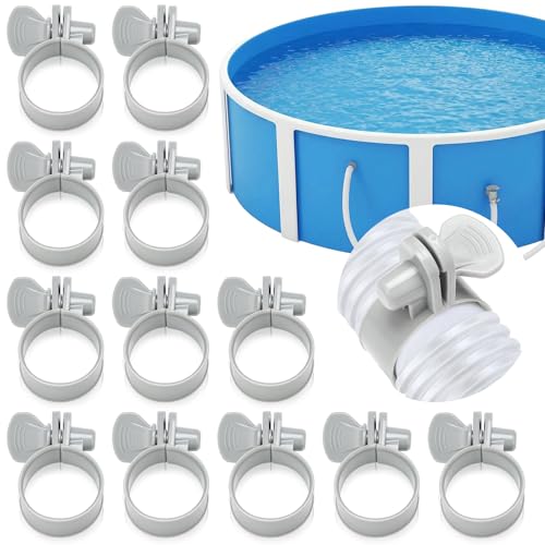 Joyfolk 12 Pcs Adjustable Plastic Hose Clamps for 1.25''-1.5'' Above Ground Swimming Pool...