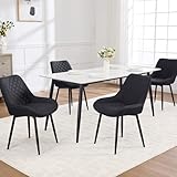 choairy Dining Chair Set of 4, Modern Dining Chairs with Thick Cushions, Faux Leather Upholstered Kitchen Dining Room Chairs with Metal Adjustable Legs for Dining Living Room, Black