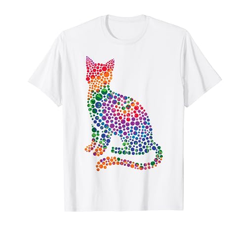 Cat International Dot Day Girls Boys Women Colorful Animal T-Shirt