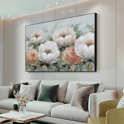 Impression sur toile de fleurs blanches pour décoration de salon moderne