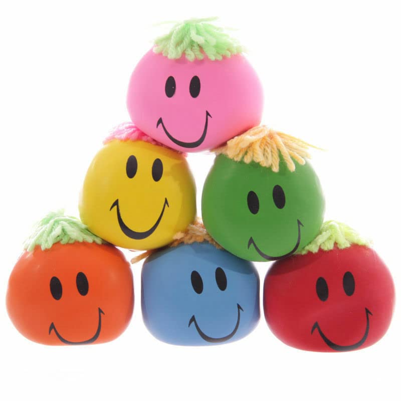 M1SS Moody Smiley Face Stress Ball (Pack of 6)- Moody Squeezy Face, Dough Fidget Stress Relief Ball Help Anxiety ADHD Autism, Easter Basket Stuffers - Random Colour