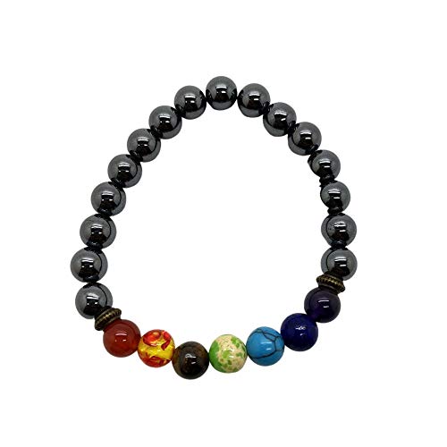 VIE Crystal Bracelet, 8mm, Hematite and 7 Chakra, Multicolor - Image 3