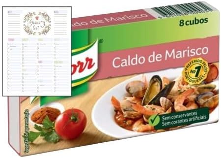 Seafood Stock Cubes Bundle which Contains Bouillon Shellfish Stock (Caldo de Marisco) 8 Cubes and Grocery List Card