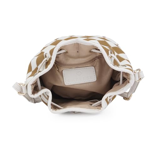 Image of Caprese Checker Sling Bag for Women (Medium, Cream)
